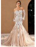 Strapless Lace Tulle Wedding Dress With Removable Sleeves Strapless Lace Tulle Wedding Dress With Removable Sleeves
